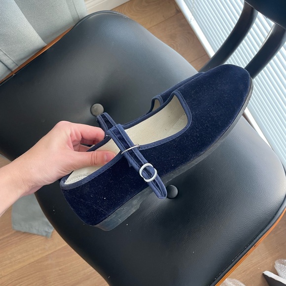 Blue velvet ballet flats - Picture 2 of 6